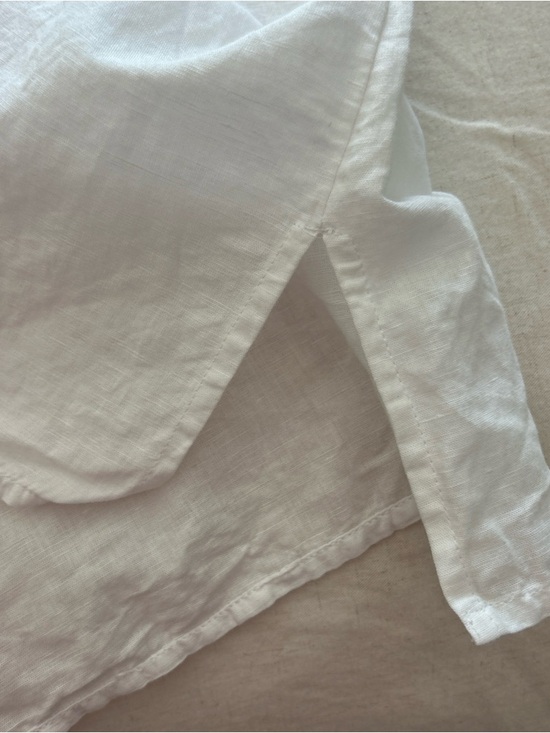 Chico’s White Linen Blend Embellished Kurta Tunic Top Pom Pom Trim Size 1 (M) - Picture 10 of 11